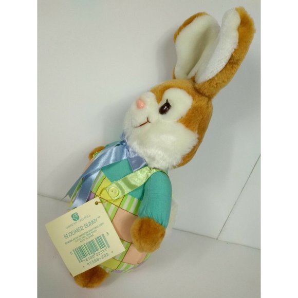 Vintage 1989 Bloomer Bunny Rabbit Plushie Stuffed Animal w/Blank- A Hug For Card - Picture 5 of 11